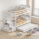 preview thumbnail 11 of 25, Costway Twin Over Twin Bunk Bed with Trundle Stairway and Storage - 39'' x 75'' White