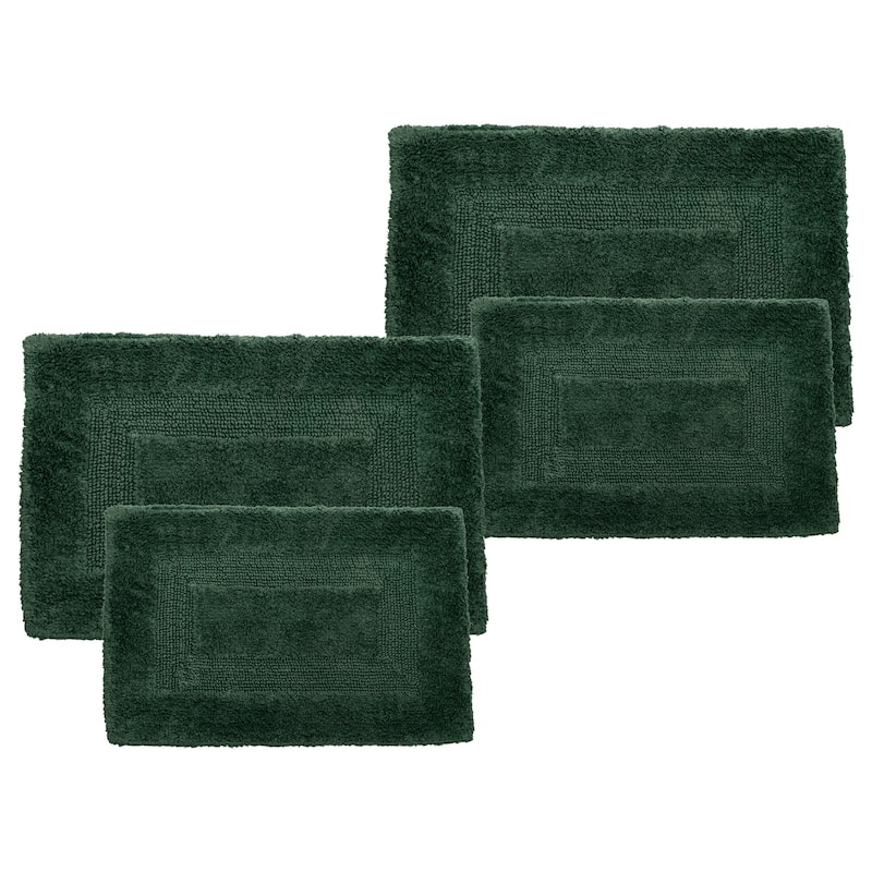 Bathroom Rugs - Cotton Bathroom Mat Set by Lavish Home - Green - 4-Piece