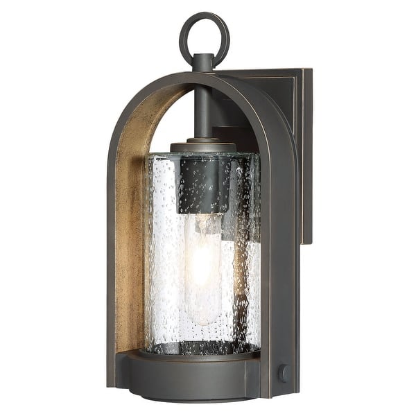 slide 2 of 3, The Great Outdoors Kamstra Single Light 13-1/2" Tall Outdoor Wall Oil Rubbed Bronze / Gold
