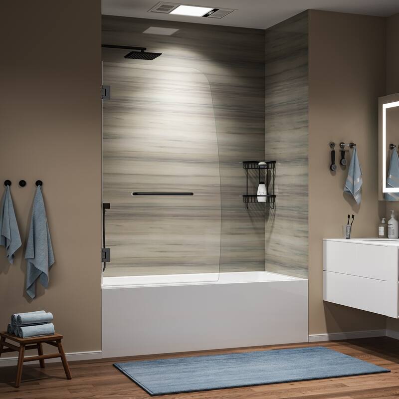 Frameless Shower Door with Clear Glass- 68 in.Wx58 in.H