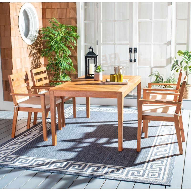 SAFAVIEH Outdoor Anzhela 5-Piece Dining Set - 59Wx35Dx30H - Natural/Beige