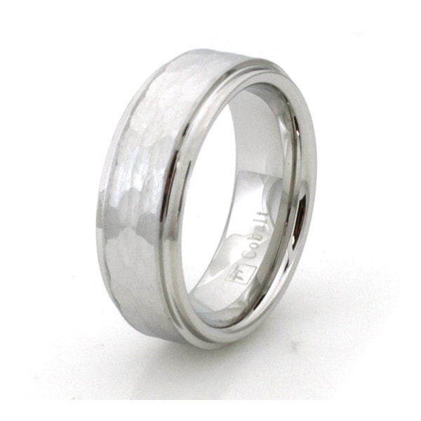 Hammered Cobalt Chrome Ring Wedding Band
