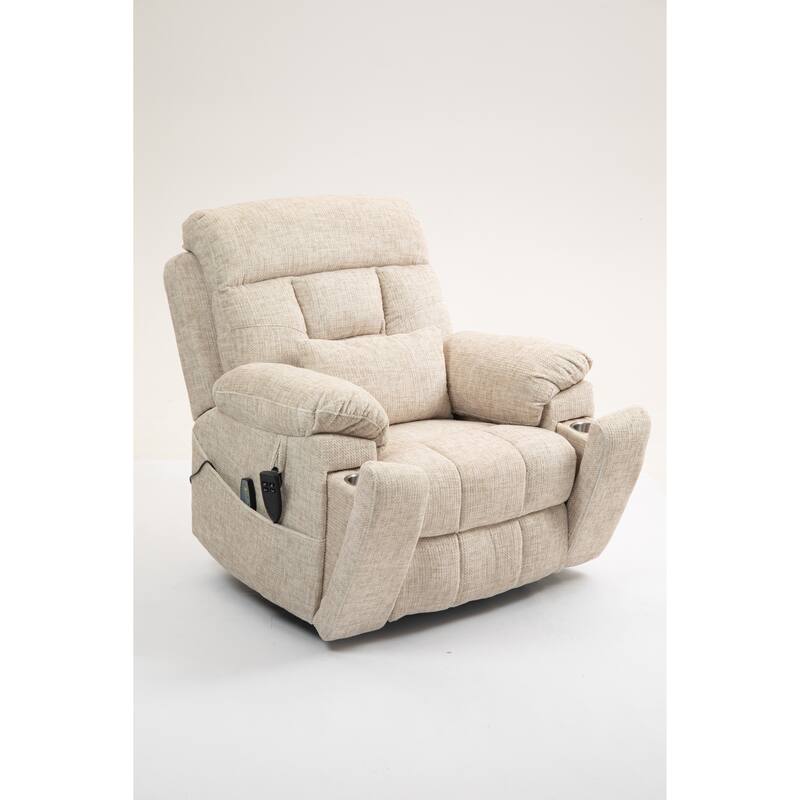 Power Lift Chair with Massage & Heat, Dual OKIN Motors Heavy Duty Recliner, Lounge Chair with Side Pockets & 2 Cup Holders