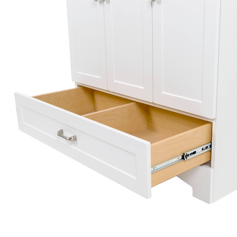 Spring Mill Cabinets Emlyn 36.5" Bathroom Vanity With Shelves, Drawer, and White Sink Top