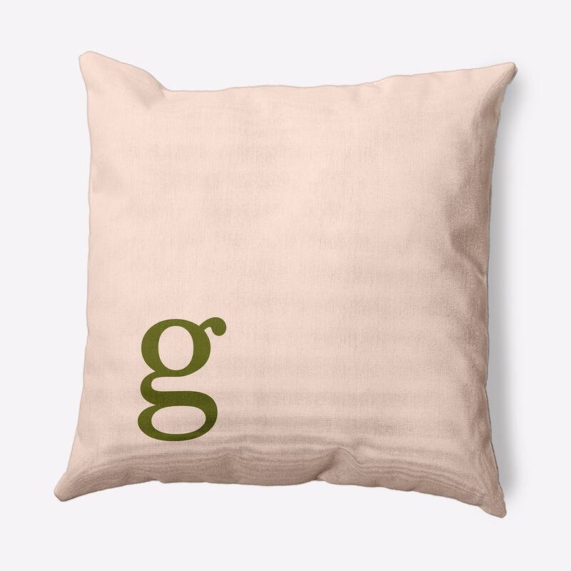 Modern Monogram Indoor/Outdoor Throw Pillow-G - 16" x 16" - Olive