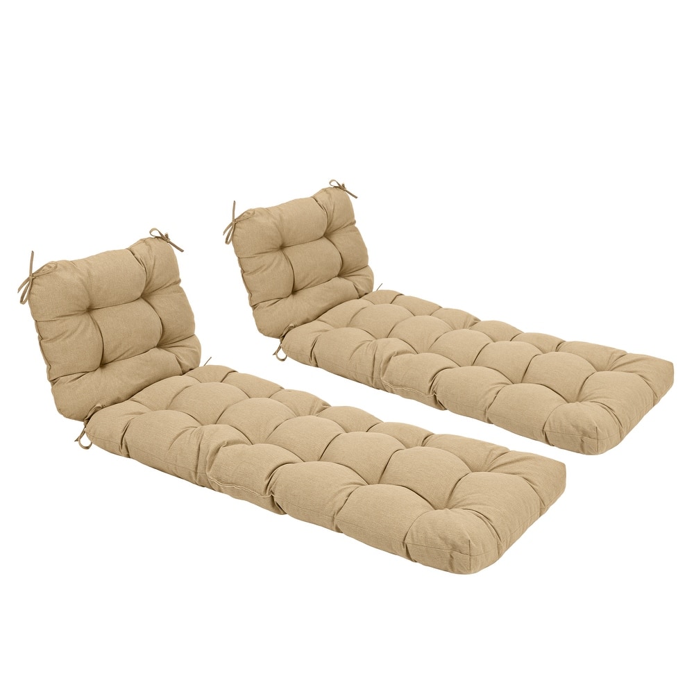 Aoodor Outdoor Tufted Chaise Lounge Cushion, 76" x 22"