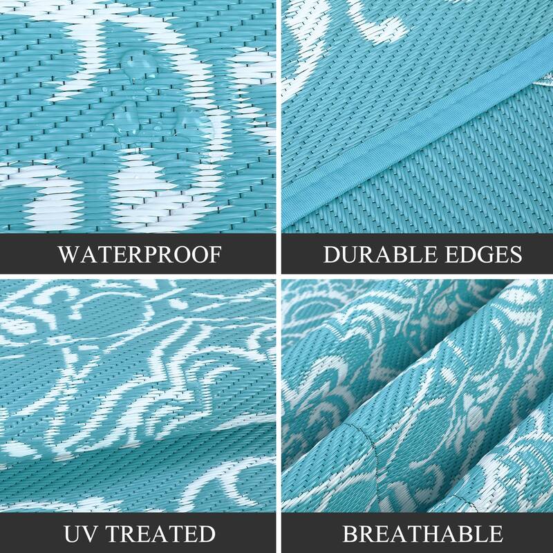 Outdoor Rug Reversible Patio Rug Plastic Straw Rug Waterproof Lightweight Rug