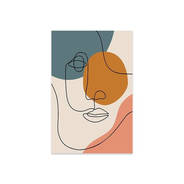 Abstract Face Line Drawing Print On Acrylic Glass by Jay Stanley Bed