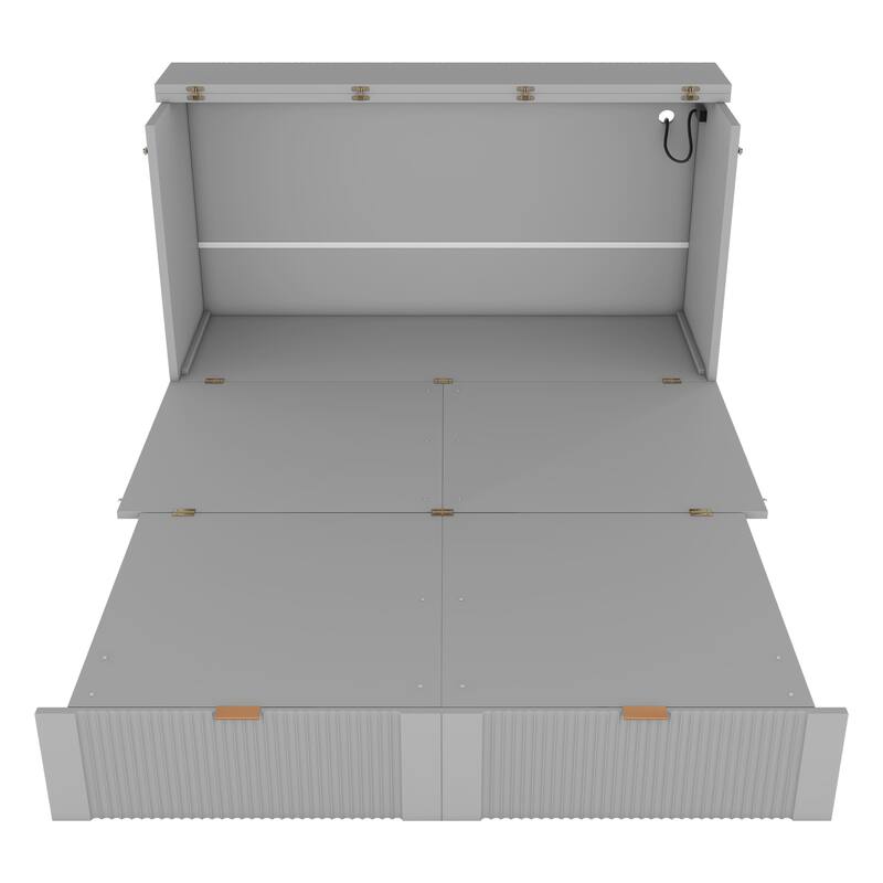 Full Size Murphy Bed with Pulley Design, Drawer, and USB