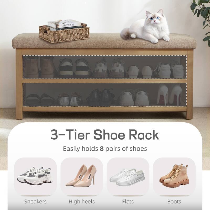 HUIMO Multi-Functional Modern Entryway Double Layer Shoe Bench 39 inch