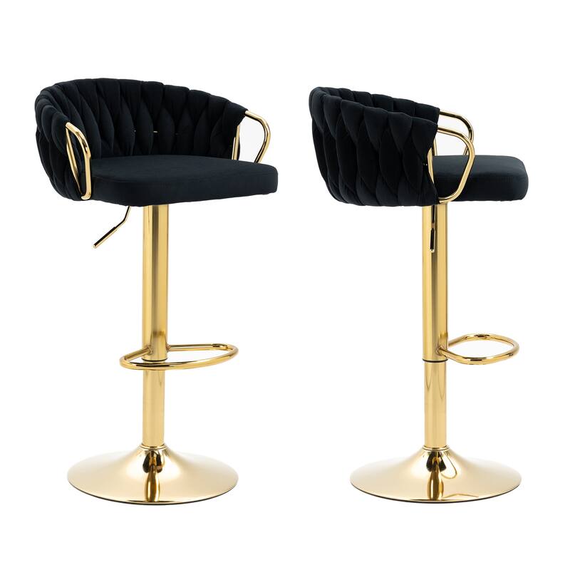 Set of 4 Adjustable Tufted Bar Stools with Backs