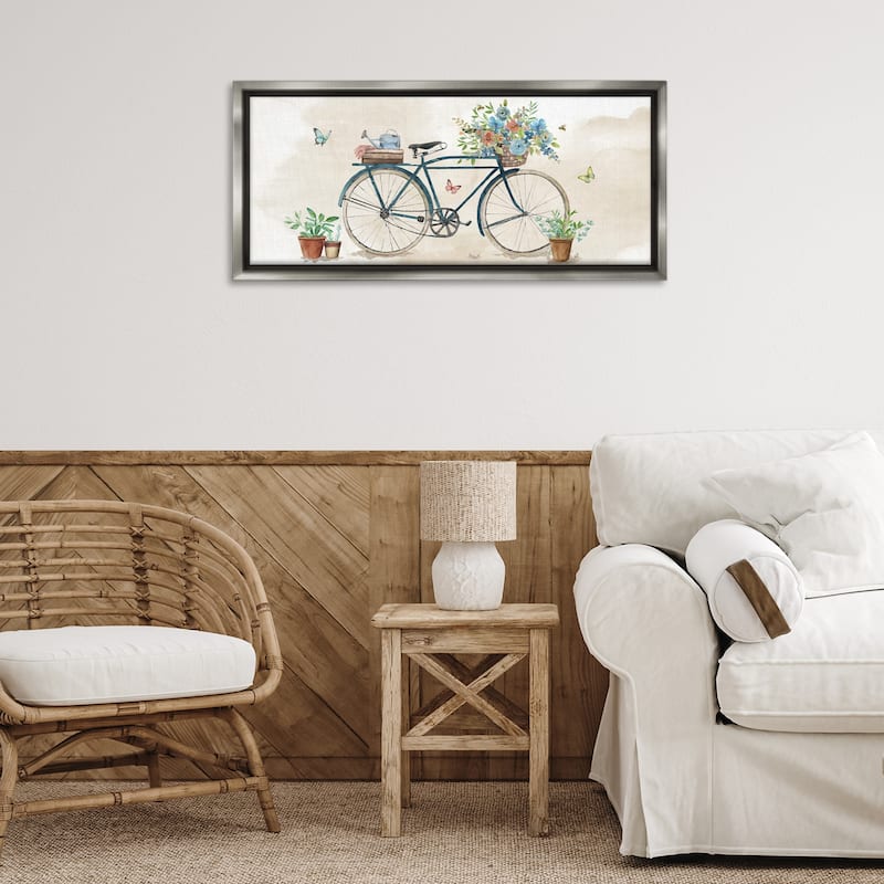 Stupell Garden Bicycle & Florals Framed Floater Canvas Wall Art Design By Nan