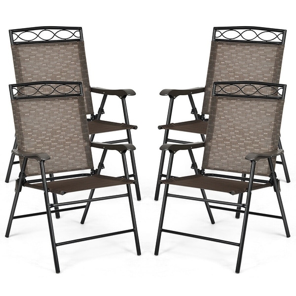 Costway Set of 4 Patio Folding Chairs Sling Portable Dining Chair