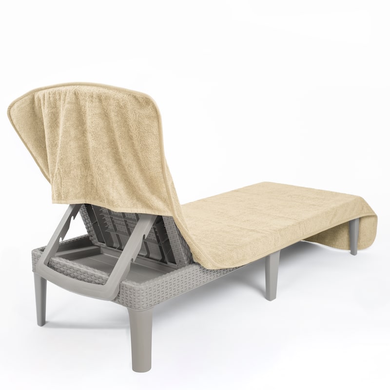 American Soft Linen Beach and Pool Lounge Chair Towel with Pocket - Sand Taupe