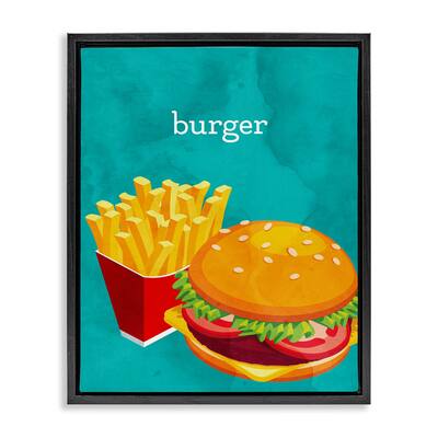 Stupell Satisfying Burger & Fries Framed Floater Canvas Wall Art Design By Kim Allen