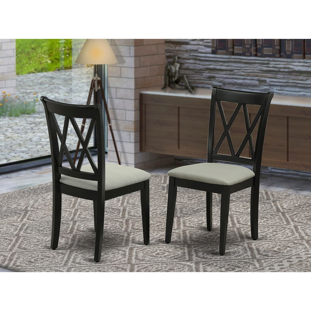 East West Furniture Clarksville Dining Room Chairs - Linen Fabric Wood Chairs, Set of 2, Black - CLC-BLK-C