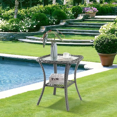 Gymojoy Patio Rattan Wicker 360 Degree Swivel Chair 2-Piece