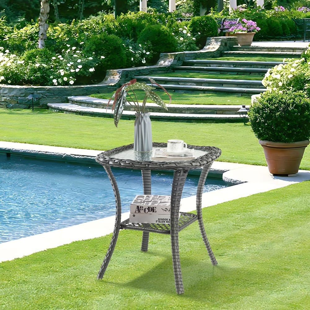 Gymojoy Patio Rattan Wicker 360 Degree Swivel Chair 2-Piece