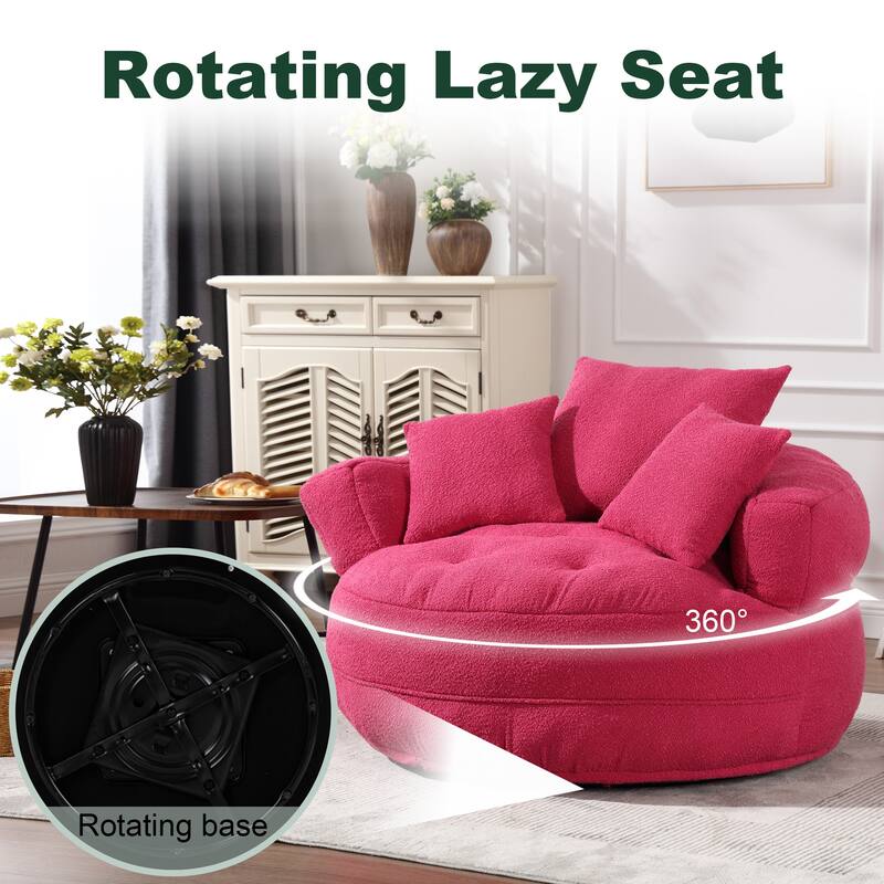 Circular wide living room fabric sofa, balcony swivel sofa chair