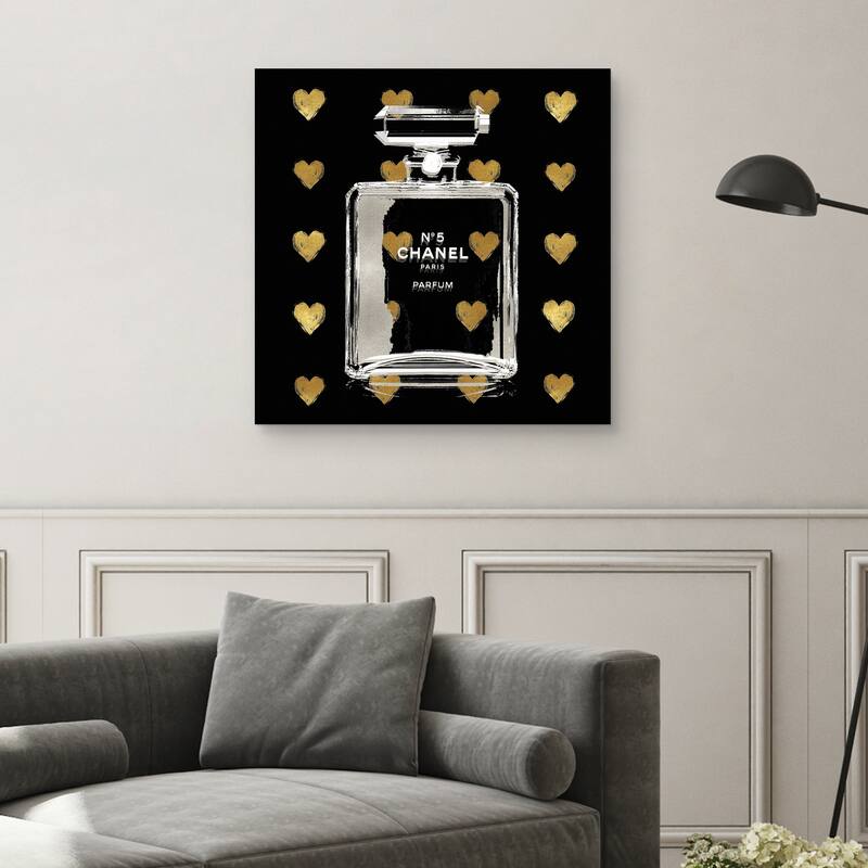 Gold Hearts on Black by Madeline Blake Canvas Art Print