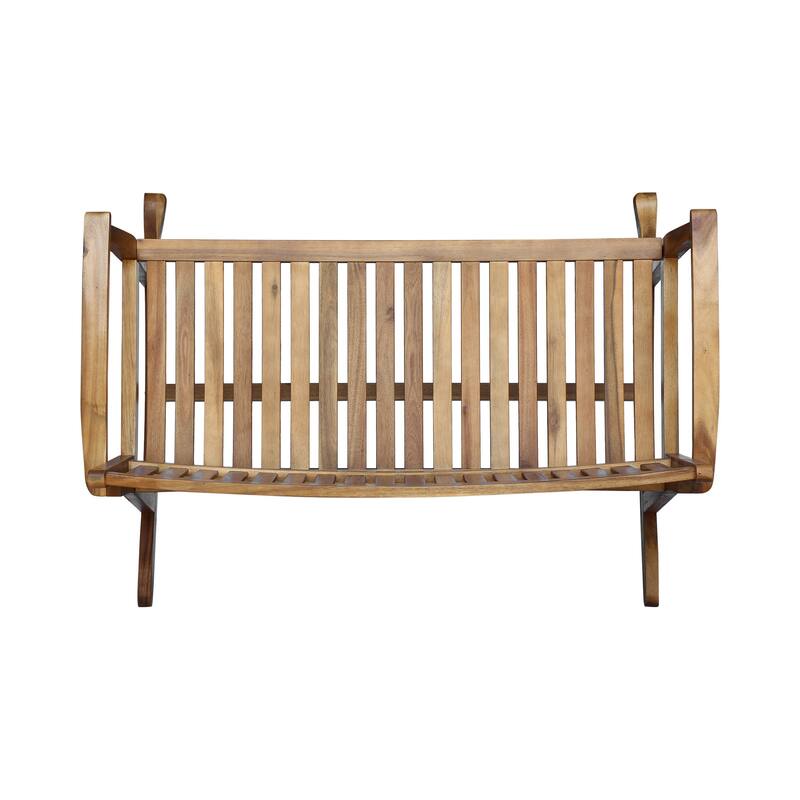 Outdoor Rocking Loveseat Bench, 50 Inch, Natural Brown Acacia Wood