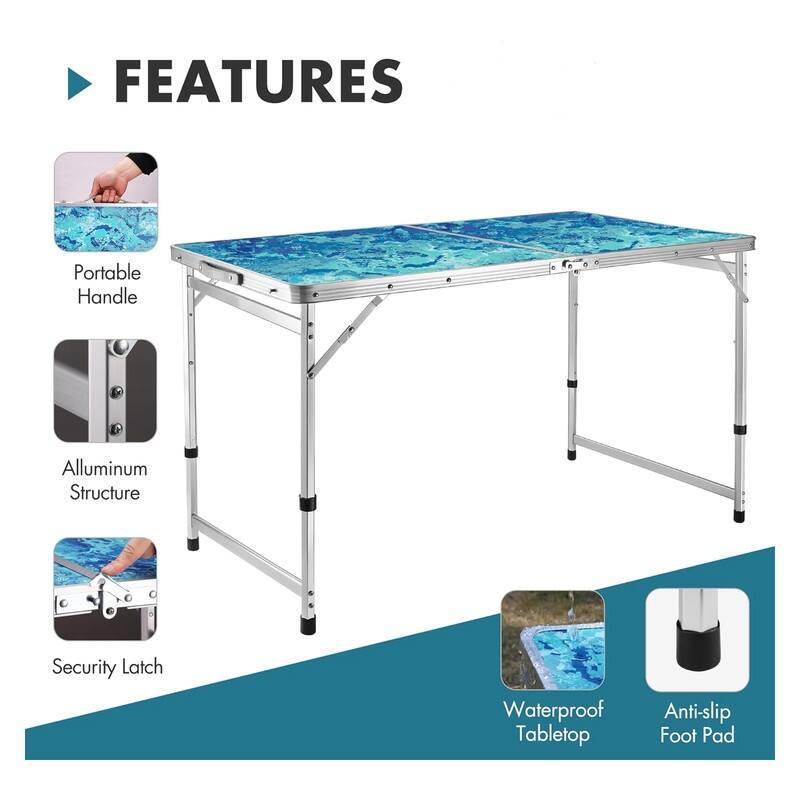 Folding Camping Table 2FT, Portable Small Picnic Table