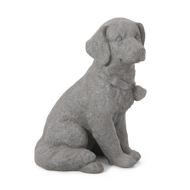 Stone Gray MGO Dog Garden Statue Outdoor Decorative Sculpture No Assembly Required - 12.5