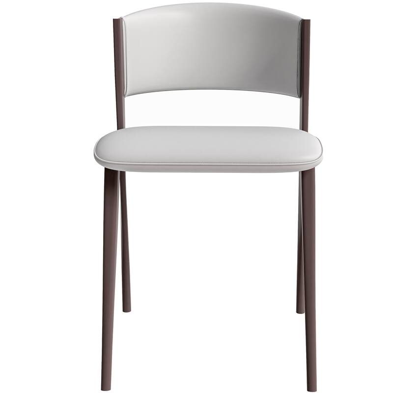 Leather Dining Chairs with Iron Legs and Open-Back Design Aspen Series Set of 2