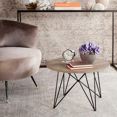 SAFAVIEH Mid-Century Modern Vida Light Grey / Black End Table - 23.6" x 23.6" x 15.8"