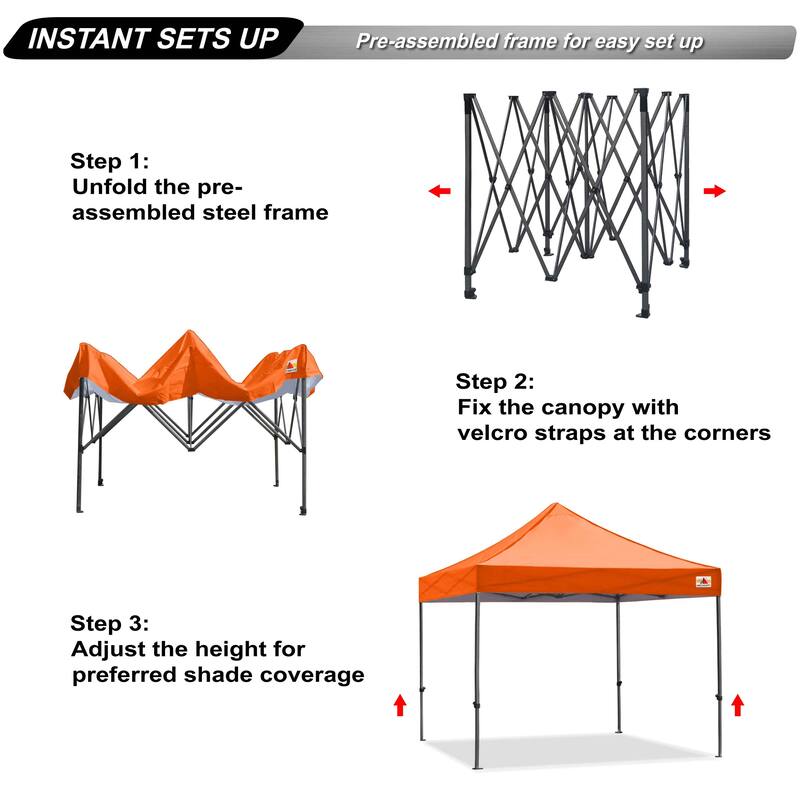 ABCCANOPY Outdoor Commercial Metal Patio Pop-Up Canopy - 10ftx10ft