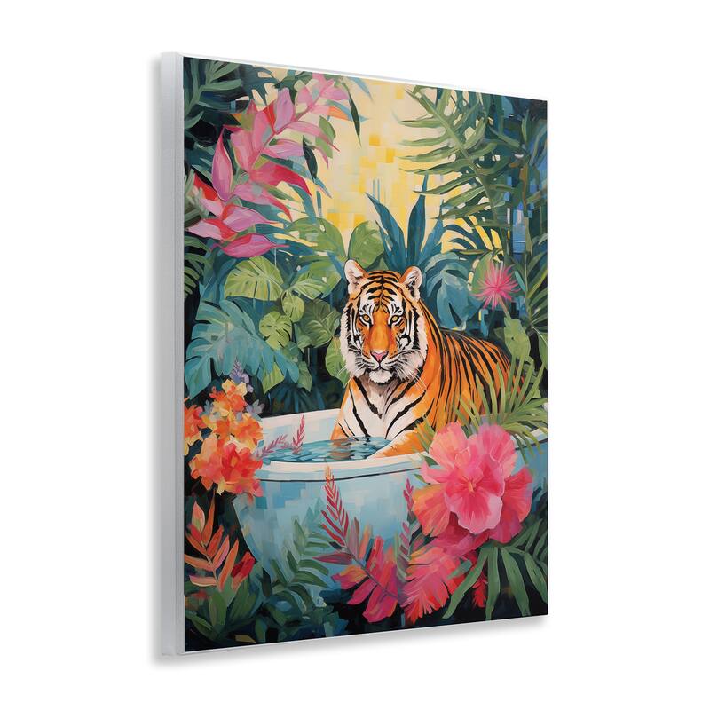 Stupell Tiger in Luxurious Bath Wall Plaque Art Design By Heidi Kuntz