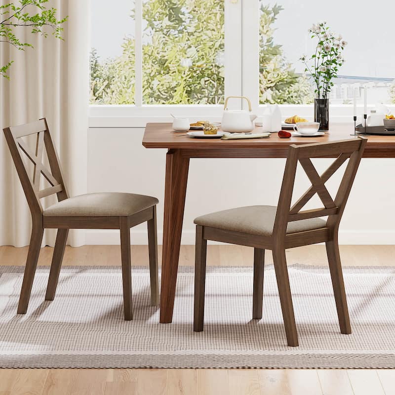 Costway Dining Chair Set of 2/4 Upholstered Seat & Breathable X-shaped