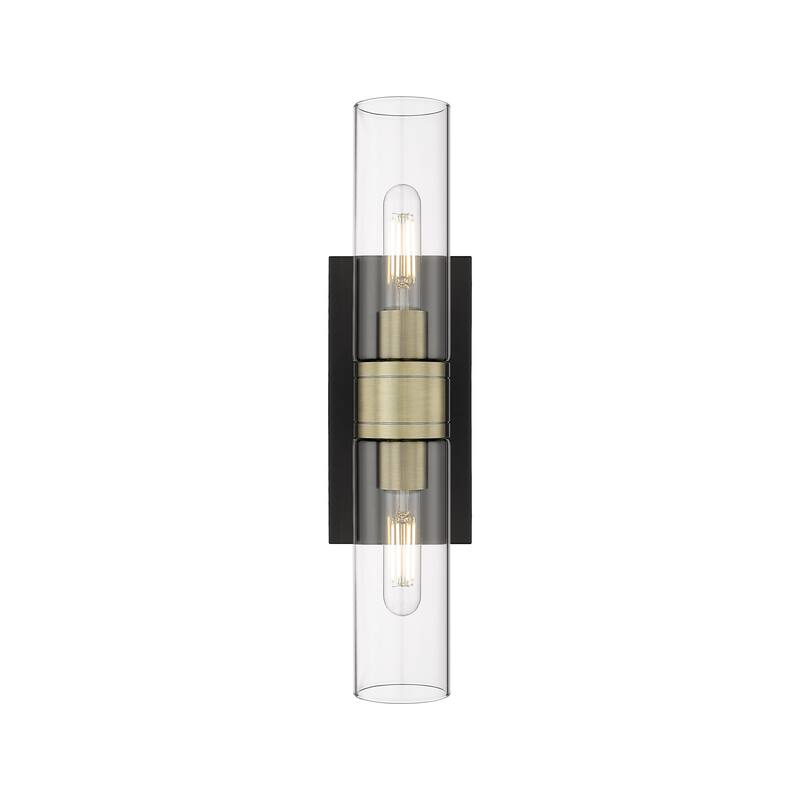 Innovations Lighting Ballston Urban - 2 Light 8" Wall-Mounted Bath Vanity Light - Clear/Black Antique Brass