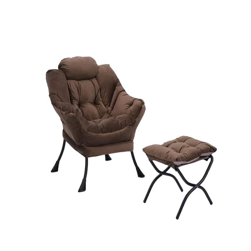 Tufted Accent Chair with Ottoman Cushion Chair Wingback Chair, Upholstered Chairs Lounge Chair with Armrests Side Pocket