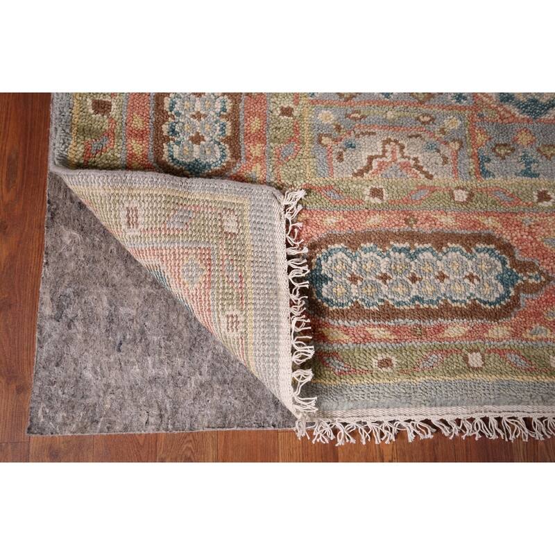 Gray Geometric Khotan Indian Area Rug Hand-Knotted Wool Carpet - 7'9"x 9'10"