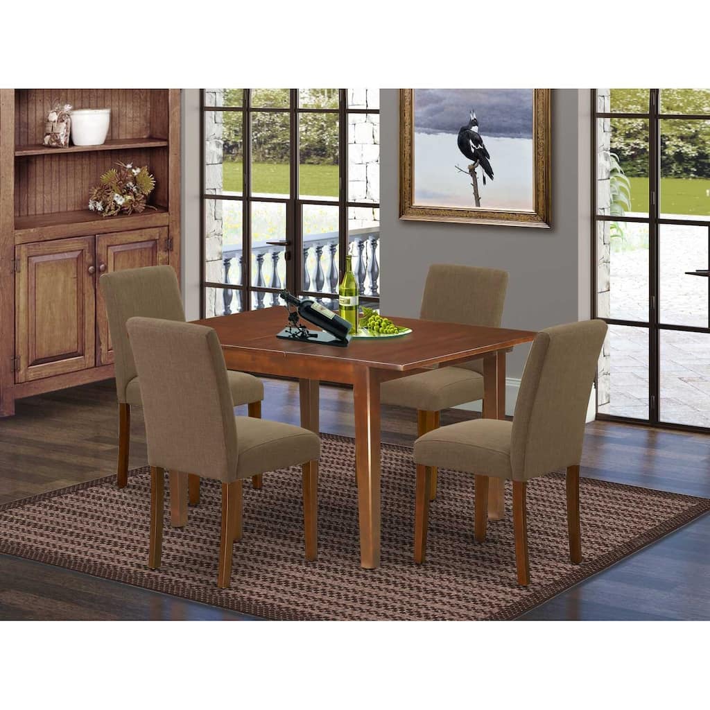 Modern Dinette Set - 5 Piece Rectangle Table & 4 Chairs - 42/53.5" Table with Leaf - Stylish Dining