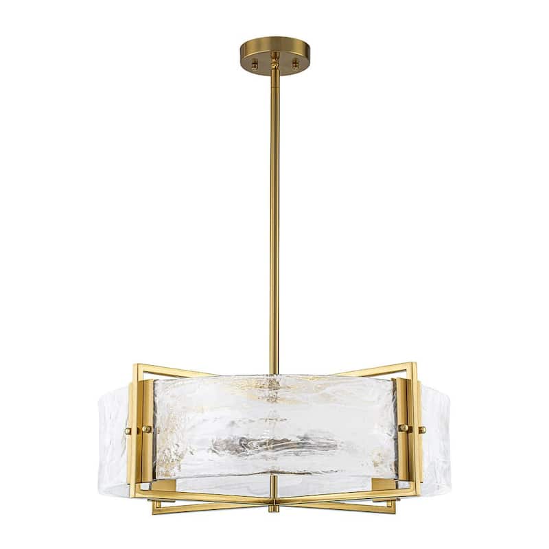 Modern Dining Room 6-Light Glazed Glass Drum Pendant Chandelier