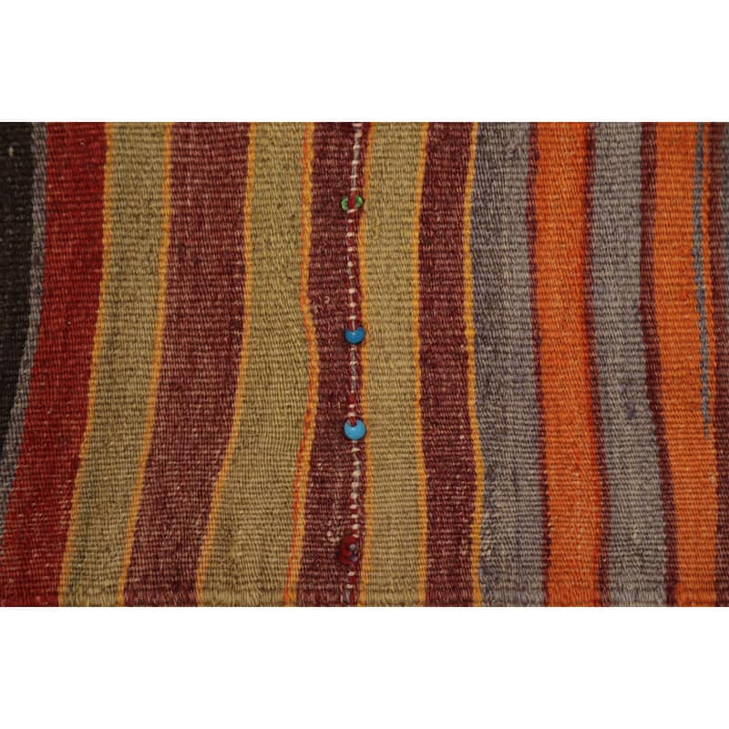 Hand Woven Oriental 100% Wool Carpet Southwestern Geometric Multi-Colored Kilim Area Rug - 8' 10'' X 5' 2''