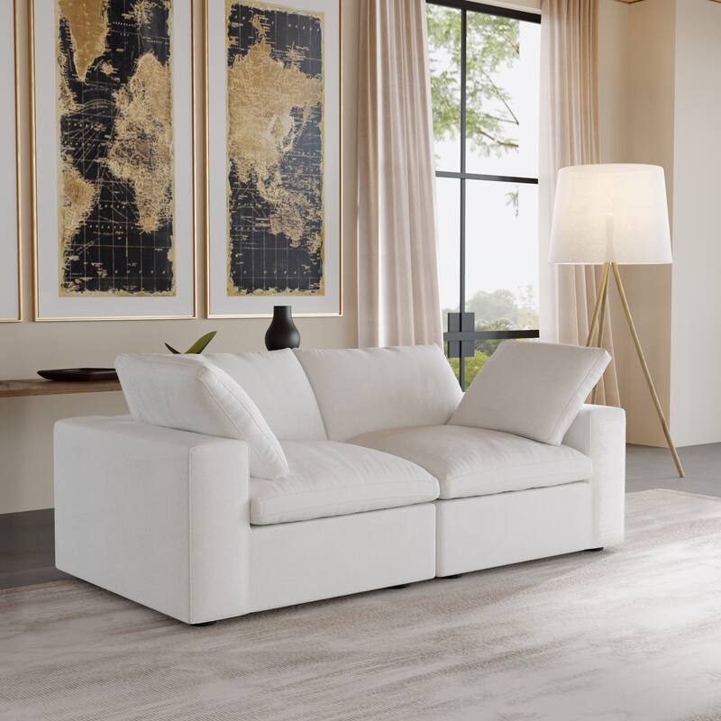 80.3" Linen Upholstered Sofa Mutiple Custions Loveseat Sofa