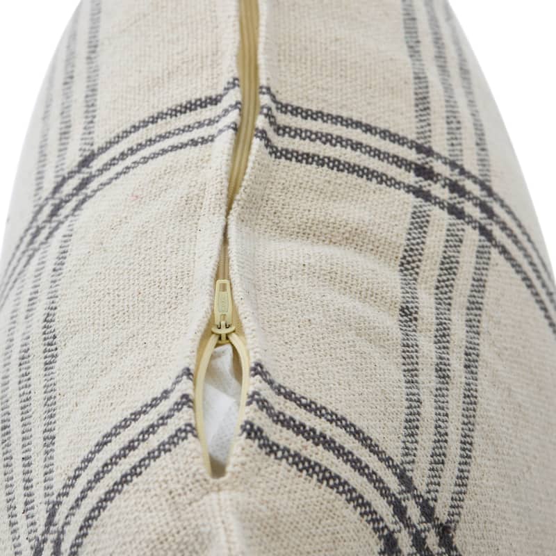 Square Plaid Cotton Pillow Cover, Grey