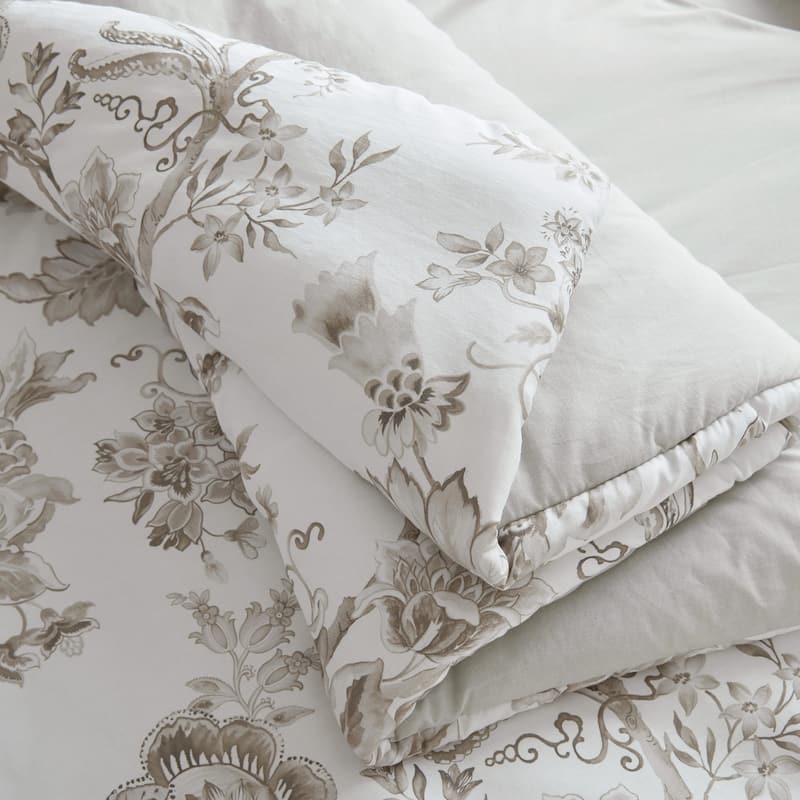 Martha Stewart Avery Floral Cotton Grey Comforter Set