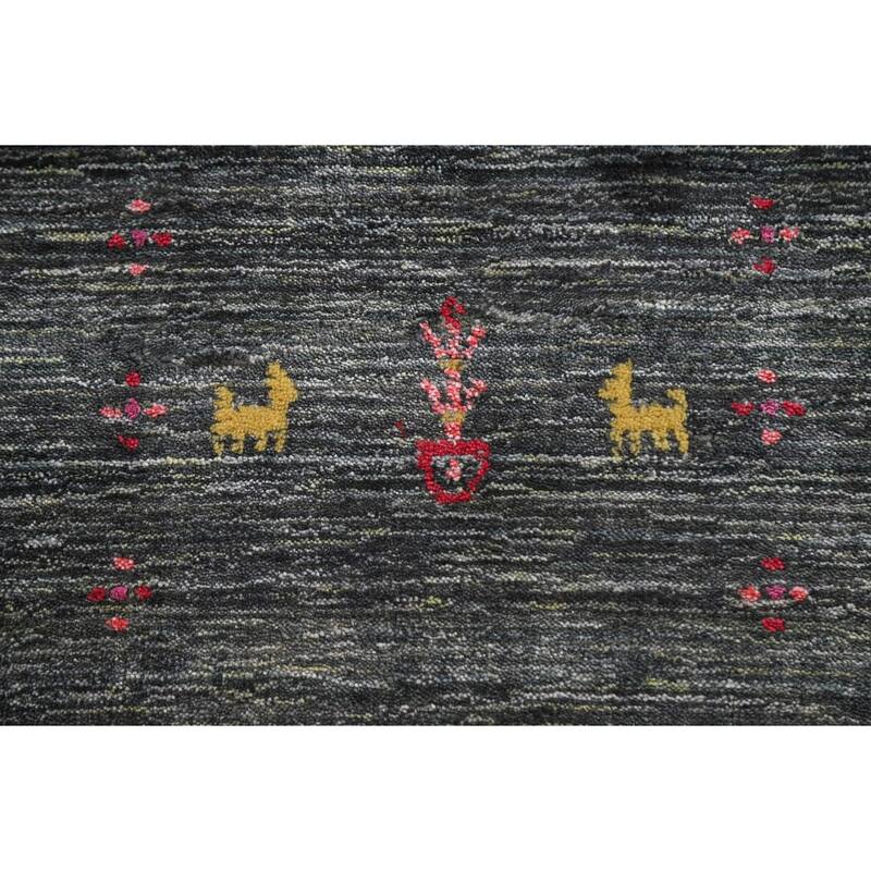 Gabbeh Indian Area Rug Hand-Knotted Wool Carpet - 7'11"x 9'10"