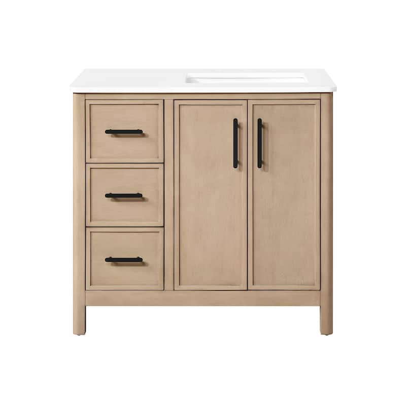 OVE Solas Bathroom Vanity with White Engineered Stone Top