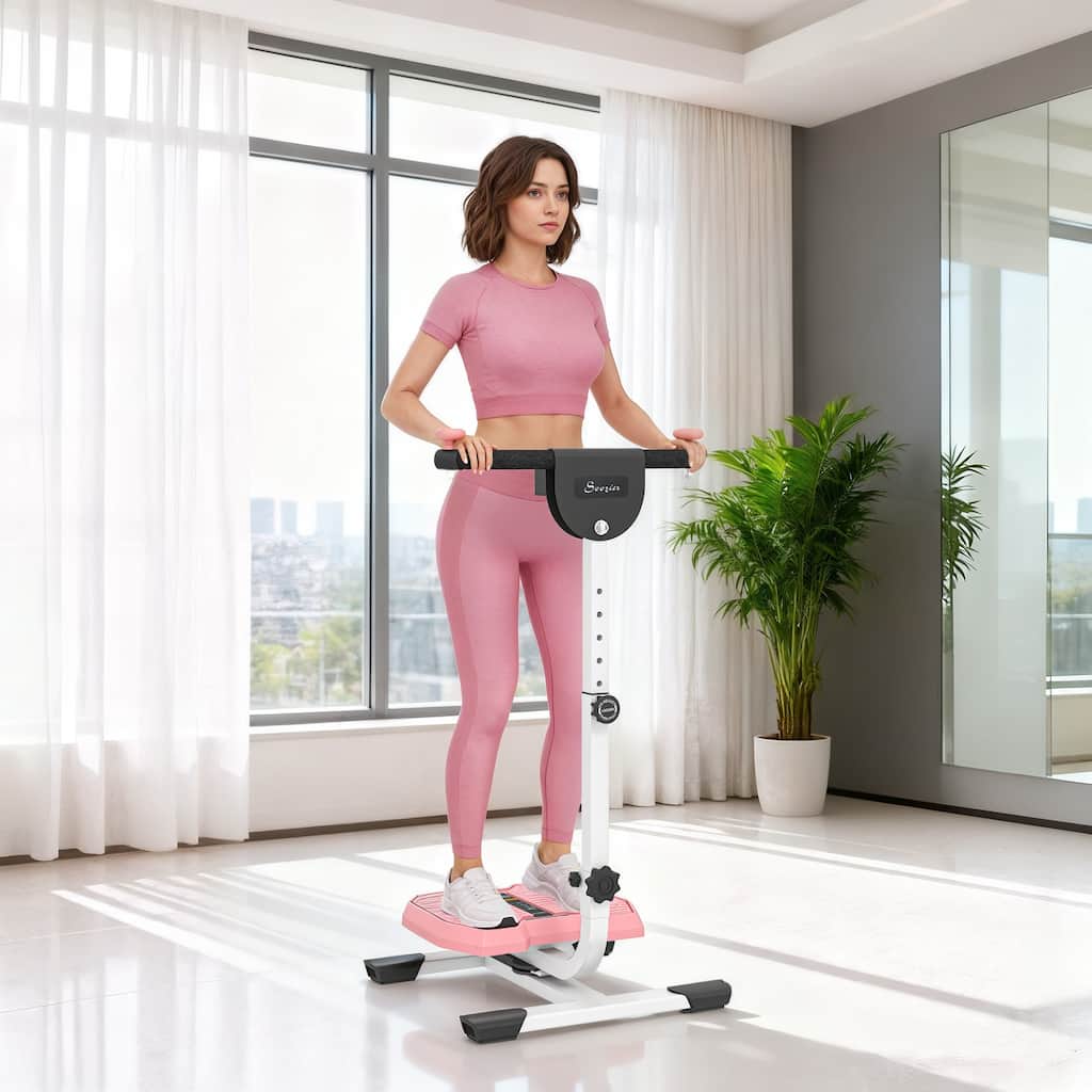 Soozier Foldable Ab Twister, Height Adjustable Twist Board with LCD Monitor, Body Shaper Machine for Abs, Waist, Core, Legs