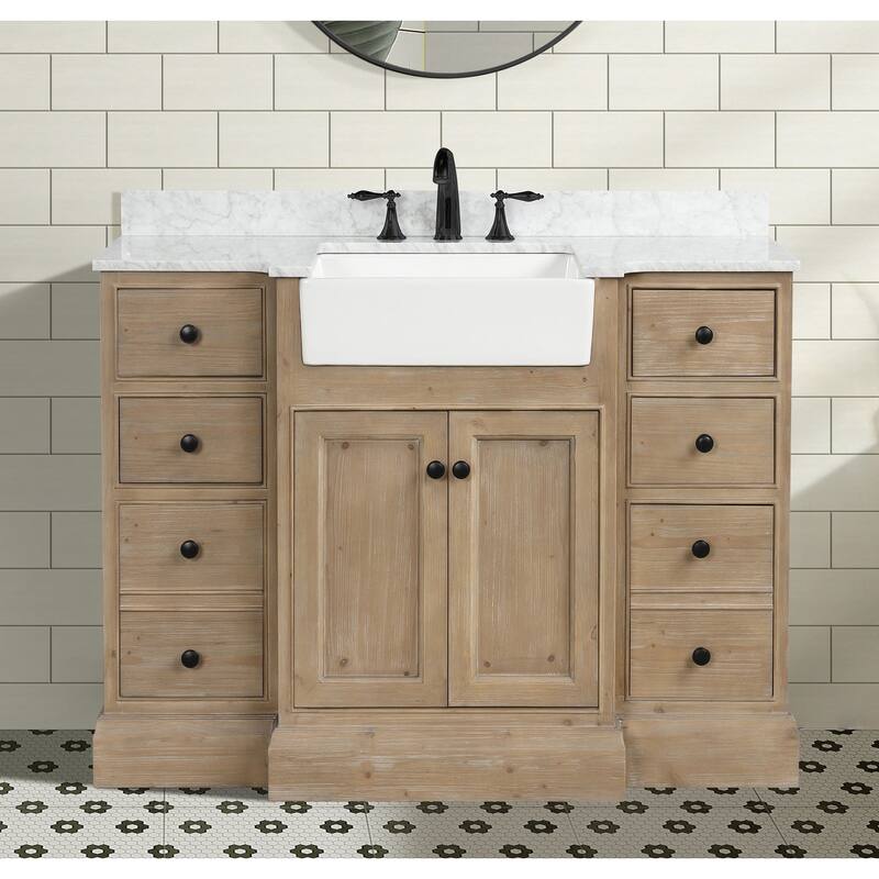 Ari Bath, Kelly 48" Bathroom Vanity, Weathered Fir Finish, Italian Carrara Marble - 48