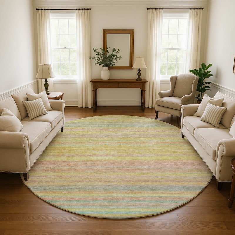 Premium Washable Super Soft Ombre Stripes Mayfield Rug - Gold - 8' x 8'