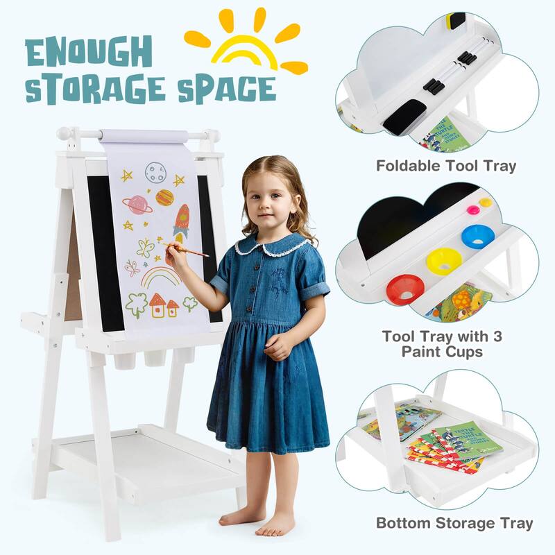 Costway Foldable Easel for Kids 3-in-1 Double-sided Art Easel with - See Details