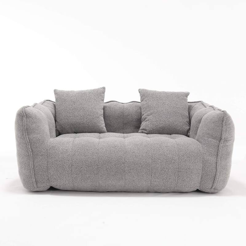 Soft Bean Bag Chair for Adults, Cozy Lazy Bean Bag Sofa, 2 Seat with Armrests for Home