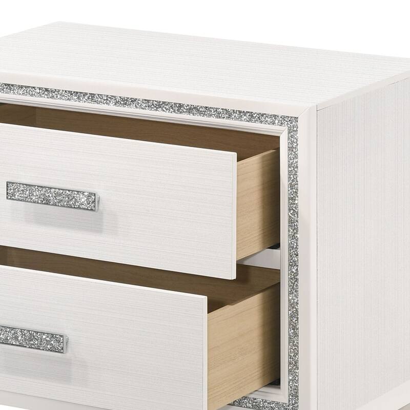 White Finish Nightstand with Two Spacious Drawers