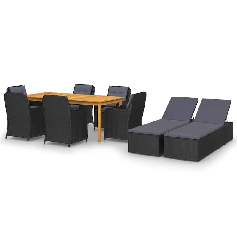 vidaXL Patio Dining Set 9 Piece Garden Outdoor Seat Furniture Multi Colors - 78.7" x 35.4" x 29.1" - Black